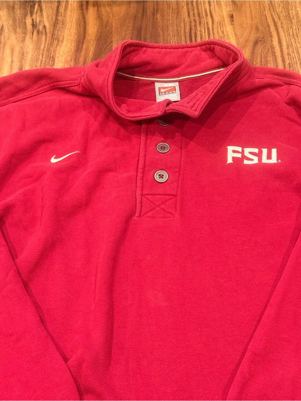 VTG Nike Team Mens Florida State University FSU Henley Fleece Pullover XXL Y2K